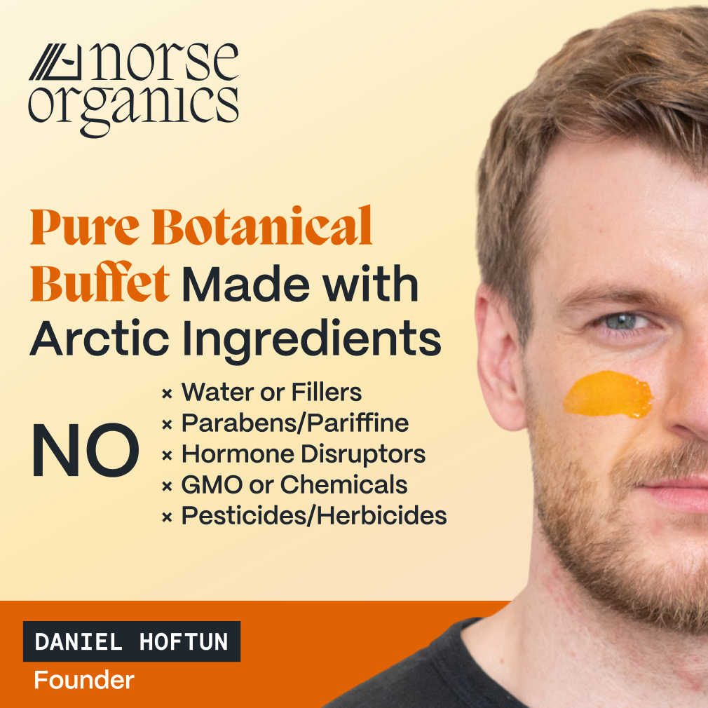 Founder graphic on the Arctic botanical Muscle & Joint Builder Balm with a no-fillers ingredient list