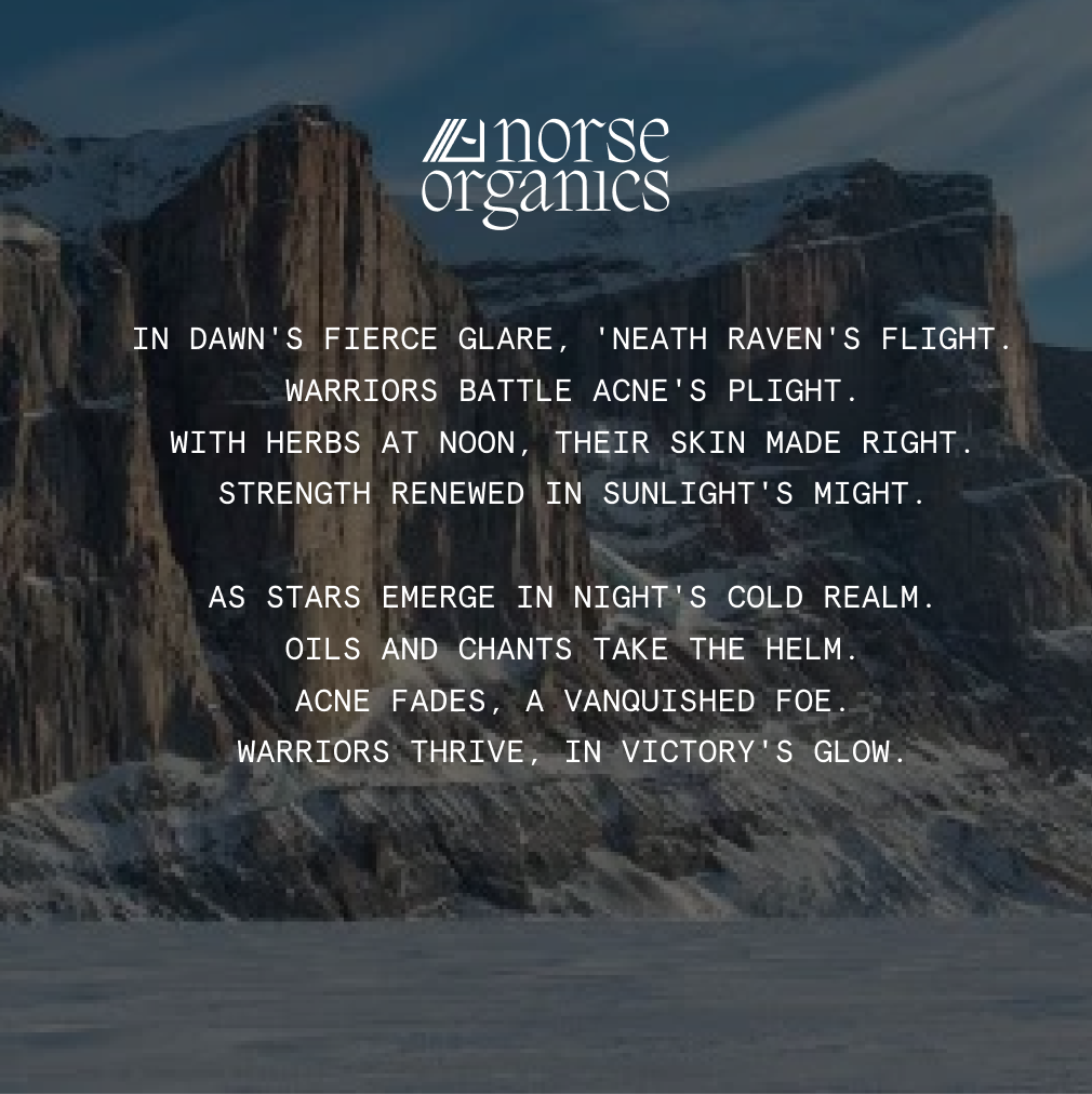 Arctic mountain landscape with a Norse poem for the Complete Acne Killer System 2.0